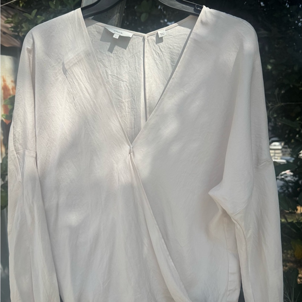 Vince Soft Cream V-Neck Blouse